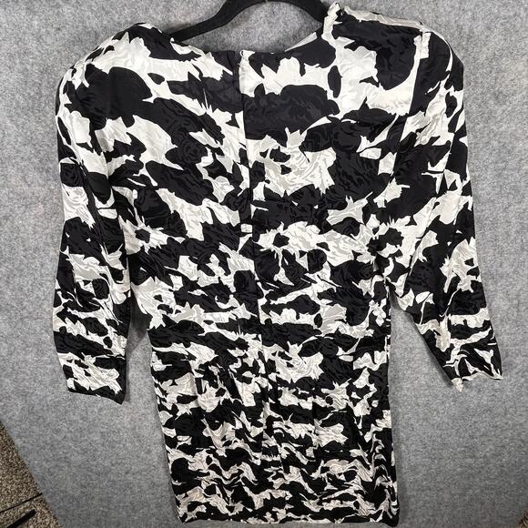 Vintage Silk Studio Dress 12 Black White 100% Silk Long Dress - Picture 8 of 10